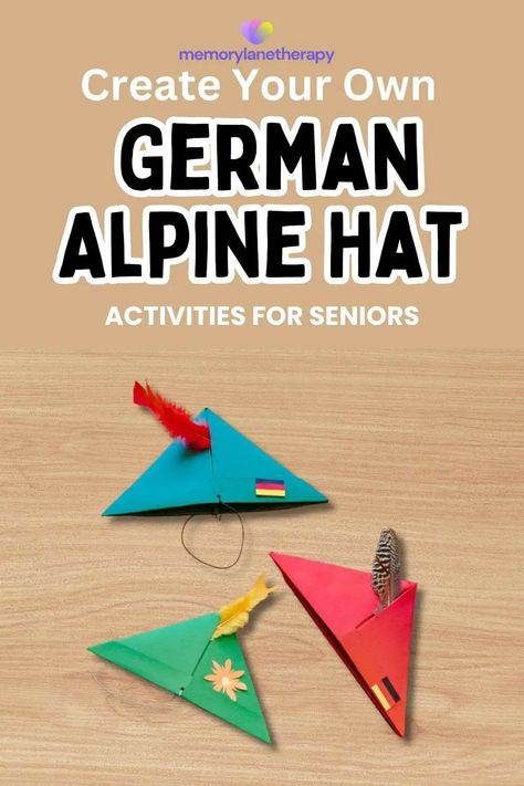 Seniors in aged care, get ready for a delightful crafting journey! Discover your inner craftsman with our guide on how to create your very own German Alpine Hat! 🏞️🎨 Let's embark on a creative adventure together, where you'll learn the step-by-step process to fashion your unique Bavarian masterpiece. Ready to craft your way to fun and tradition? 🧢 #SeniorCrafts #CraftyAdventures #DIYFun Oktoberfest Hat Diy, Germany Crafts For Preschool, German Crafts Traditional, European Crafts For Kids, German Crafts For Kids, Germany Crafts For Kids, Around The World Activities For Kids, Culture Day At School Ideas, German Activities