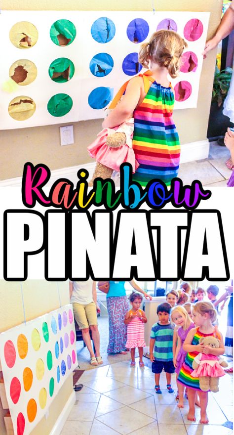 A For Adley Birthday Party, Pinata Alternative Ideas, Pinata Alternative, Punch Pinata, Rainbow Punch, Pinata Ideas, How To Make Pinata, Rainbow Pinata, St Patricks Day Party