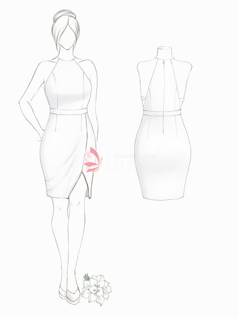 Short Dresses Illustration, Bodycon Dress Illustration Sketch, Fashion Illustration Short Dresses, Bodycon Dress Sketch, Bodycon Dress Illustration, Cocktail Dress Sketch, Short Dresses Drawing, Formal Dress Illustration, Bodycon Dress Drawing