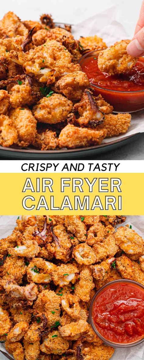 Octopus Recipes Air Fryer, Canned Calamari Recipes, Fresh Calamari Recipes, Air Fryer Squid, Calamari Recipes Air Fryer, Airfryer Squid, Homemade Calamari, Air Fryer Calamari Recipe, Squid Heads Recipe