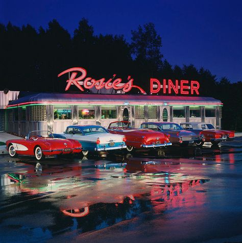 Rosies Diner Photograph by Car Culture Rockford Michigan, Diner Aesthetic, 50s Aesthetic, 50s Diner, Vintage Diner, New Retro Wave, Retro Diner, American Diner, 80s Aesthetic