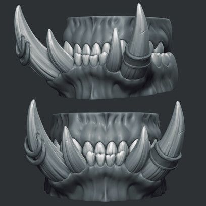 Orc teeth, Wendy de Boer on ArtStation at https://www.artstation.com/artwork/dbEdx Orc Teeth, Grommash Hellscream, Monster Mouth, Zbrush Character, Beast Creature, Digital Sculpting, Arte Alien, Creature Artwork, Cartoon Monsters