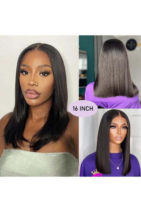 250% Density Straight Bob Lace Front Wigs Human Hair 16 Inch Bob Wig Human Hair Glueless 13x4 HD Lace Front Wigs Human Hair for Black Women Pre Plucked with Baby Hair 16 Inch Bob Wig, 16 Inch Wig, Bob Lace Front Wigs, Lace Front Wigs Human Hair, Straight Bob, Wig Human Hair, Wigs Human Hair, Bob Wig, Hairstyles Ideas