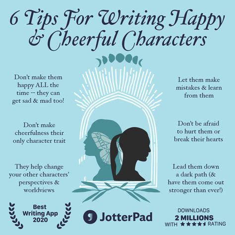 Discover 6 essential tips for creating joyful and optimistic characters in your writing. #writingtips #characterdevelopment #joyfulcharacters Character Writing, Writing Outline, Story Tips, Writing Inspiration Tips, Writing Plot, Tips For Writing, Writing Prompts For Writers, Creative Writing Tips, Essay Writing Skills