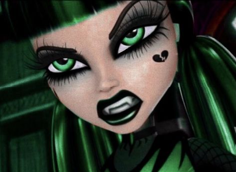 Character Inspiration Girl, Monster High Characters, + Core + Aesthetic, Green Hair, Monster High, Black Hair, Character Inspiration, Halloween Face Makeup, Ghost