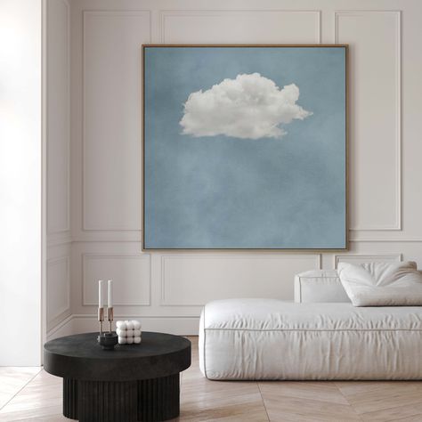 Blue Cloud Canvas Wall Art, Square Canvas Print, Abstract Art Print, Minimalist, Large Wall Art, Home Living Room Decor, Framed Art, Sky by Aureous on Etsy Artwork For Living Room Wall Art, Wall Art Square, Home Living Room Decor, Cloud Wall, Cloud Canvas, Representational Art, Art Square, Yellow Wall Art, Grey Wall Art