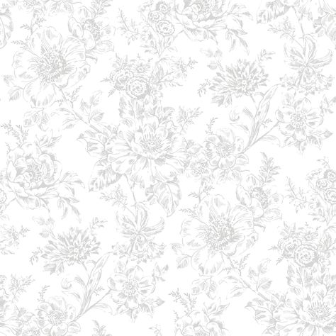 "Buy the RoomMates Gray Wren Peel & Stick Wallpaper at Michaels. com. This dainty floral trail pattern gives any space an instant boost of vintage charm! This dainty floral trail pattern gives any space an instant boost of vintage charm! Gray floral and botanical designs spread across a white backdrop creating the perfect accent for homeowners and renters alike. Details: Gray and white 20.5\" x 18ft. roll size 1 roll Covers 30.8 sq. ft. Peel and stick to apply 100% removable Adheres to any smoot Bedroom Peel And Stick Wallpaper, Gray And White Wallpaper, White Floral Wallpaper, Grey Floral Wallpaper, Fun Wallpapers, Grey And White Wallpaper, White Wallpapers, Farmhouse Wallpaper, Mediterranean Tile