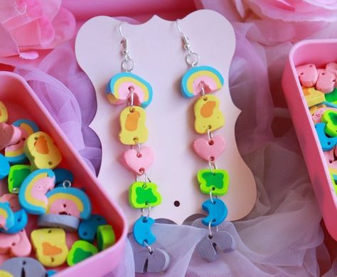 Childhood Snacks, Bean Earrings, Nostalgic Childhood, Weird Jewelry, Handmade Clay Jewelry, Funky Earrings, Clay Jewelry Diy, Funky Jewelry, Diy Clay Crafts