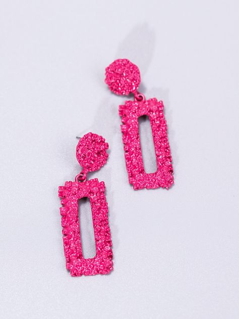 Hot Pink Fashionable Collar  Zinc Alloy  Dangle Embellished   Jewelry Hot Pink Heels Homecoming, Hot Pink Dangle Earrings, Neon Pink Jewelry, Hot Pink Prom Accessories, Black Hoco Dress With Pink Accessories, Hot Pink Prom Jewelry, Hot Pink Prom Dress Accessories, Hot Pink Preppy Outfit, Pink Prom Jewelry