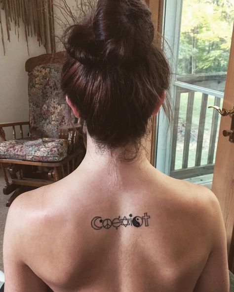 Coexist Tattoo, Back Tats, Back Tattoo, Fish Tattoos, Jesus Fish Tattoo, Tattoos And Piercings, Tattoo Quotes, Tatting, Piercings