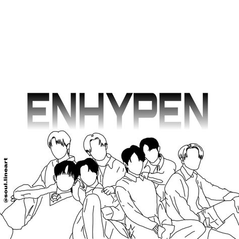 Enhypen Coloring Pages, Enhypen Drawing Ideas Easy, Enhypen Line Art, Enhypen Fanart Ot7, Enhypen Drawing Sketch, Enhypen Animated, Architecture Drawing Sketchbooks, Easy Love Drawings, Wallpaper Stickers