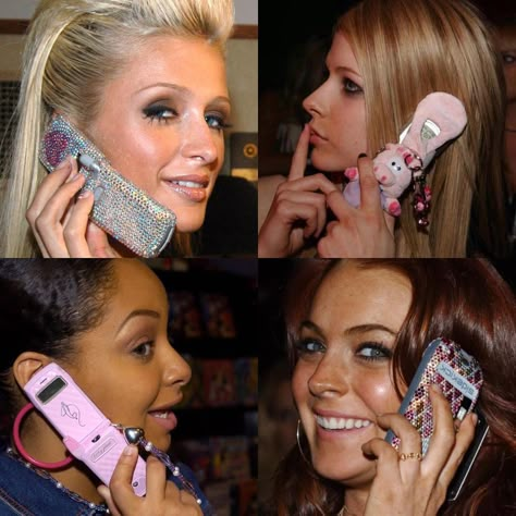 Lindsay Lohan 2000s, 2000s Phone, Flip Phone Aesthetic, 2000s Icons, 00s Aesthetic, 2000s Party, Mcbling Y2k, Y2k Party, Early 2000s Fashion