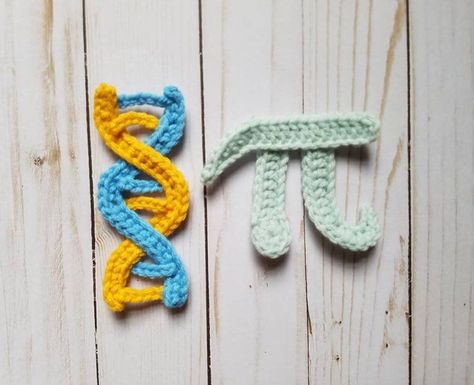 Just in Time for Pi Day, Check Out This 'Mad Science Applique Pack' For Crocheters! π #Pi #PiDay #handmade #diy #crochet Crochet Tattoo, Math Gift, Happy Pi Day, Crochet Hack, Easy Crochet Animals, Mad Science, Beginner Crochet Projects, Pi Day, Crochet Stitches For Beginners