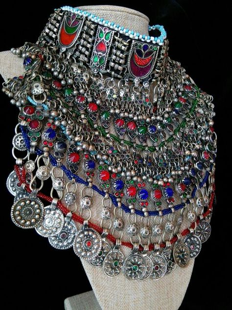 Afgani Jewelry Necklace, Afghan Jewelry Necklace, Balochi Jewellery, Kashmir Wedding, Oxidised Choker, Afghan Jewellery, Balochi Dresses, Afghani Jewelry, Aesthetic Culture