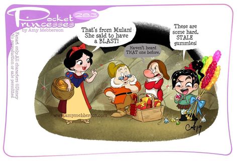 Amy Mebberson, Pocket Princess Comics, Disney Princess Comics, Pocket Princess, Disney Princess Cartoons, Pocket Princesses, Vanellope Von Schweetz, Funny Disney Memes, Funny Disney