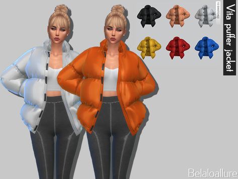 Sims 4 Cc Puffer Jacket Female, Sims 4 Cc Jacket Female, Sims 4 Puffer Jacket, Sims 4 Cc Puffer Jacket, Oversized Puffer Jacket, Sims 4 Bedroom, Oversized Puffer, Zip Coat, Zara Jacket