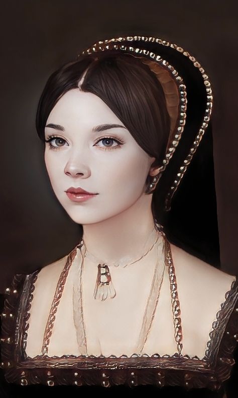 Anne Boleyn Painting, History Icon Aesthetic, Anne Boleyn Drawing, Anne Boleyn Art, Anne Boleyn Fanart, The Tudors Aesthetic, Anne Boleyn The Tudors, Anne Boleyn Aesthetic, Natalie Dormer Anne Boleyn