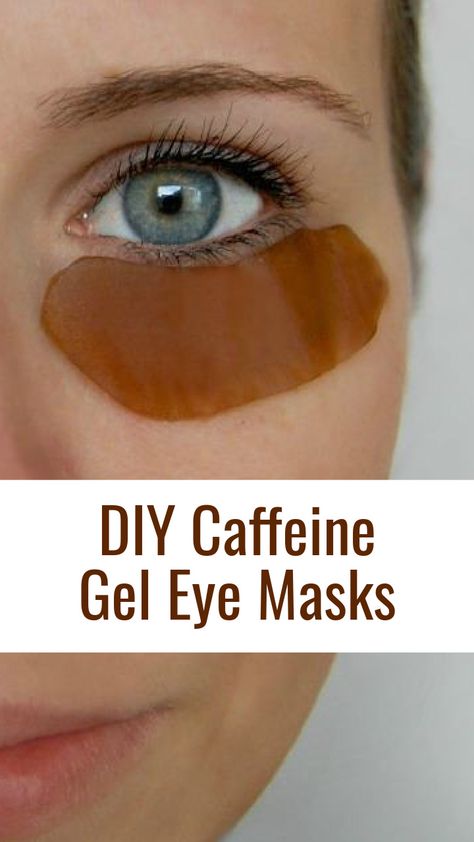 DIY Caffeine Gel Eye Masks - The Pistachio Project Caffeine Eye Mask, Diy Eye Mask For Puffiness, Diy Homemade Face Mask, Eye Mask Recipe, Home Remedy For Puffy Eyes Bags, Homemade Under Eye Mask, Diy Eye Patches Skin Care, Diy Under Eye Patches, Overnight Face Mask Diy