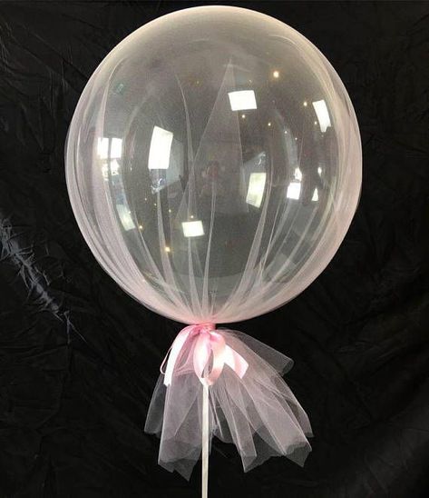 Tulle Covered Balloons, Balloons With Tulle, Pink Tulle Fabric, Enchanted Forest Baby Shower, Tulle Balloons, Tulle Lights, Confetti Balloons Birthday, Clear Balloon, Balloon Clusters