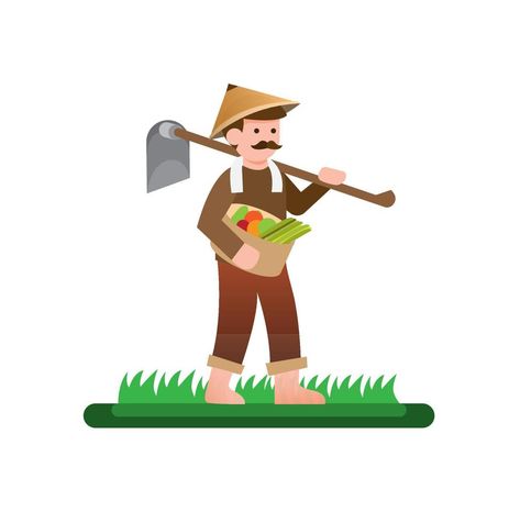 Vegetable Harvest, The Farmer, Vector Character, Flat Vector, Farmer, Vector Art, Vector Free, Royalty, Illustration Art