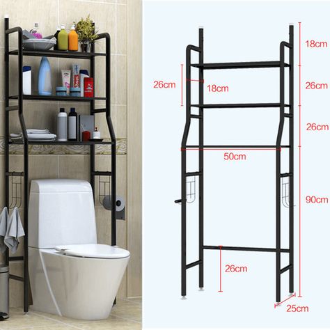 [Promotion] Bathroom Toilet Storage Rack Wall Punch-Free Toilet Washbasin Storage Shelf Bathroom Shelf Rack Description: - Made Of Waterproof Material. - Safe And Healthy, Strong And Durable. - Multiple Use Ways, Make Full Use Of Space. - The Corners Are Sleek And Not Hurt. Specifications: Color: Black Material: Steel Item Type: A, B, C Size: A: 160 X 50Cm / 62.99' X 19.69' B: 152 X 68Cm / 59.84' X 26.77' C: 163 X 68Cm / 64.17' X 26.77' Package Includes: 6 #diyoverthetoiletstorage Bathroom Toilet Storage, White Organizer, Toilet Storage Rack, Bathroom Space Saver, Toilet Shelves, Space Saving Bathroom, Over Toilet, Bathroom Storage Organization, Toilet Storage