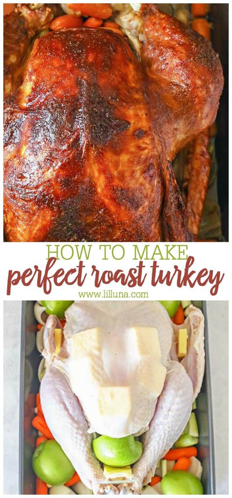 How to Roast a Turkey – All the tips and tricks you’ll need to make a turkey full of flavor. It’s great for Thanksgiving but really for any holiday. #howtoroasttheperfectturkey #roastturkey #perfectroastturkey #thanksgivingturkey #turkeyrecipe What Do You Put Inside The Turkey, Turkey Tips Recipe How To Cook, Moist Roasted Turkey, What Do You Stuff A Turkey With, How To Clean A Turkey, Turkey Oven Recipe Thanksgiving, Best Turkey Recipe Thanksgiving Moist, How To Cook A Thanksgiving Turkey, What To Stuff A Turkey With For Flavor