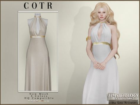 Sims 4 Grecian Cc, Sims 4 Goddess Dress, Sims 4 Cc Angel Clothes, Sims 4 Cc Bridesmaid Dress, Sims 4 Greek Mythology Cc, Sims 4 White Dress, Sims 4 Greek Cc, Sims Dress Cc, Demeter Dress