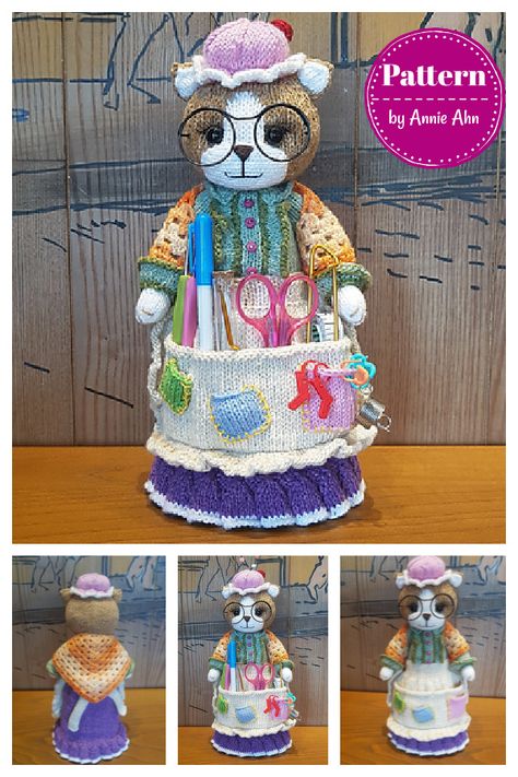 Doll Organizer, Granny Dolls, Doll Organization, Crochet Pincushion, Toys Organizer, Knitted Dolls Free, Bunny Knitting Pattern, Crochet Kitchen Towels, Craft Doll