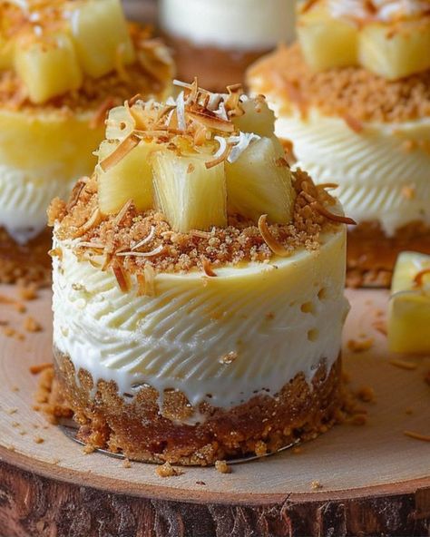 Chef Jamie Oliver 🍜🍛🎂 | 🌟 Heavenly Mini Pineapple Coconut Milk Cheesecakes 🌟 | Facebook Pina Colada Pound Cake Recipe, Buffalo Chicken Wrap Recipe, Kitchen Fans, Pineapple Cheesecake, Chef Jamie Oliver, Delish Cakes, Air Fryer Recipes Dessert, Coconut Cheesecake, Classic Cheesecake