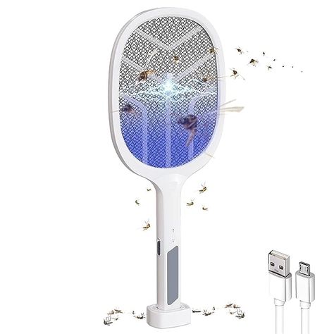 Anley Mosquito Racket Mosquito Killer Bat with UV Light Lamp | Made in India 1200mAh Long Lasting Lithium-ion Rechargeable Battery Brass 3 X 5 (White) Mosquito Racket, Fly Swatters, Mosquito Killer, Uv Light, Light Lamp, Rechargeable Battery, Rechargeable Batteries, Lamp Light, Bat