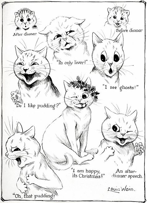 Louis Wain Cat Tattoo, Louis Wain Tattoo, Victorian Cat, Louis Wain Cats, Louis Wain, Sequential Art, Cat Anatomy, Cat Artwork, Cat Stuff