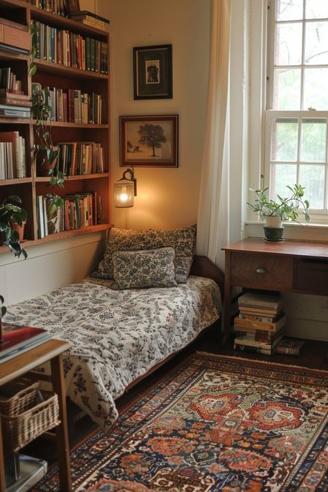 29 Dorm Room Decor Ideas 8 Room Vibe Ideas, Cozy Retro Apartment, Dorm Vintage Aesthetic, Vintage Dorm Room Aesthetic, Dorm Window Decor, Victorian Dorm Room, Cozy Room Vintage, Apartment Spare Room Ideas, Vintage House Decor Ideas