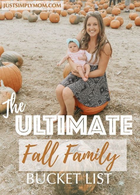 The Ultimate Fall Family Bucket List – Activities you can do with the whole family- play in the leaves, go pumpkin picking, make apple sauce, decorate for autumn.  So many options to choose from! Fall Activities With Toddlers, Fall With A Newborn, Fall Activities With Newborn, Fall Bucket List With Kids, Fall Activities With Baby, Fall With A Baby, Toddler Fall Bucket List, Family Fall Bucket List, Baby Fall Activities