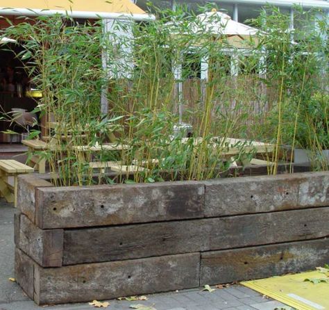 Raised Bed Sleepers, Railroad Ties Garden Bed, Terraced Raised Garden Beds, Sleeper Planters, Sleepers Garden, Railroad Ties Landscaping, Pretty Landscaping, Railway Sleepers Garden, Sleepers In Garden