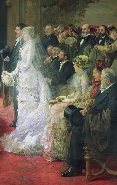 Wedding Dress Painting, 1800s Wedding, Interesting Paintings, Civil Marriage, Victorian Wedding Dress, Bridal Art, Victorian Paintings, Romantic Paintings, Dress Painting