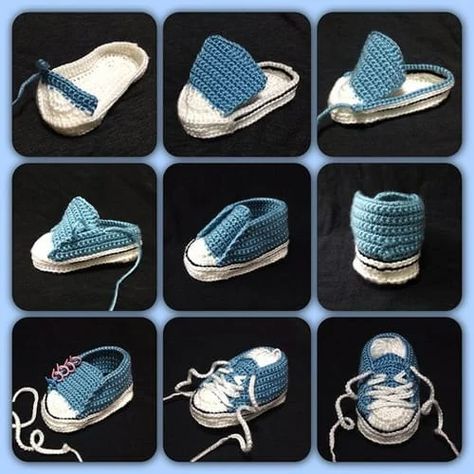 Baby Booties [ConverseCrochet] Baby Boy Slippers, Crochet Converse, Crochet Baby Socks, Crochet Baby Booties Pattern, Crochet Baby Boots, Crochet Baby Shoes Pattern, Baby Converse, Baby Shoes Pattern, Baby Booties Pattern