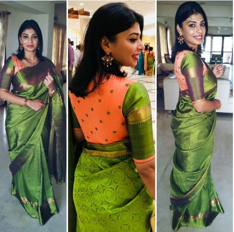 Kanchipuram Pattu Sarees, Pattu Saree Blouse Designs, Saree Blouse Neck Designs, New Saree Blouse Designs, Sari Blouse Designs, Blouse Designs Indian, Silk Saree Blouse Designs, Simple Blouse Designs, Blouse Designs Silk