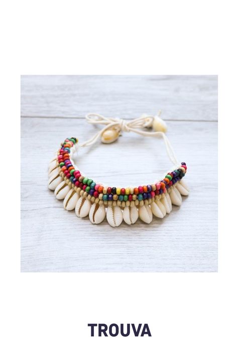 Treyarnon Shell Anklet. The handmade anklet feature tiny wooden beads and ethically sourced cowrie shells. Cowrie Shell Anklet, Cowrie Shell Bracelet, Cowrie Shell Jewelry, Handmade Anklets, Cowry Shell, Anklet Designs, Stick Crafts, Beaded Anklet, Cowrie Shells