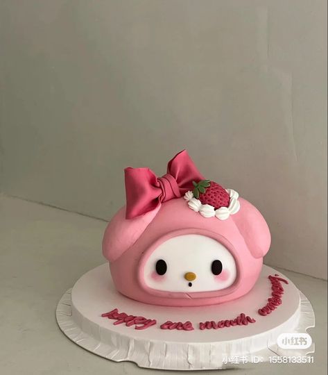 Sanrio Cake Design, My Melody Cakes, Melody Cake Design, My Melody Birthday Cake, Donuts Happy Birthday, Sanrio Cake Birthday, Birthday Ideas Aesthetic, Aesthetic Birthday Cake Ideas, Aesthetics Cake