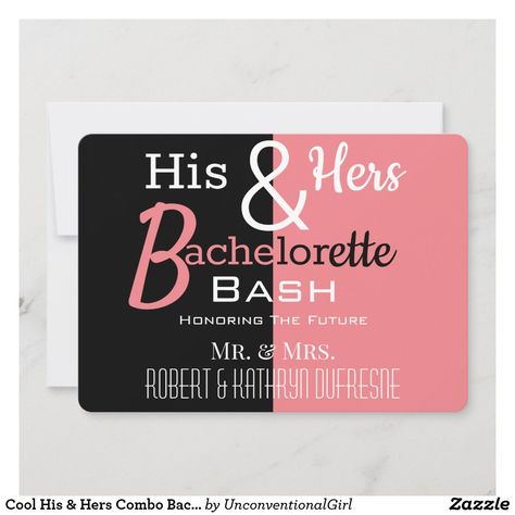 Cool His & Hers Combo Bachelor/ette Personalized C Invitation Co Ed Bachelor Bachelorette Party, Bachelor Party Invitations, Bachelor/bachelorette Party, Modern Invitation, Personalized Party, Modern Wedding Invitations, Wedding Invitations Rustic, Bachelor Party, Wedding Pinterest