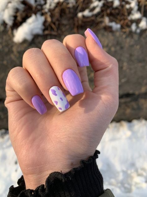 Simple And Cute Nails, Nails Ideas For Summer, Cute Nails Ideas, Nails Bright, Lilac Nails, Beauty Hacks Nails, Cow Nails, Lavender Nails, Nails Colors