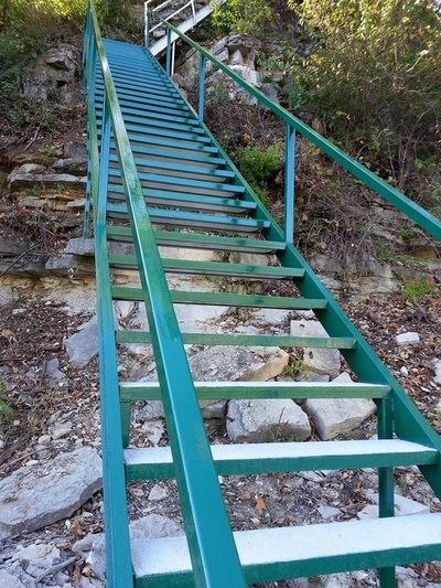 Steel Stair Gallery - Cocanougher's Dock Solutions & Construction Services Stair Ladder, Stair Gallery, California House, Steel Stairs, Garden Stairs, House Vibes, Stair Handrail, Outdoor Stairs, Construction Services