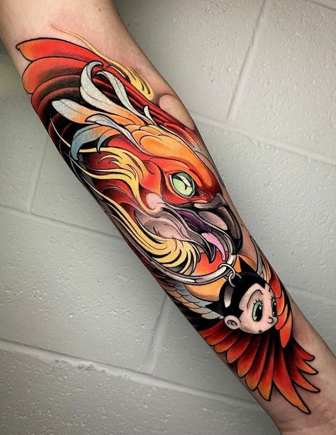 Phoenix Tattoo Color, Japanese Pheonix Tattoo Art, Pheonix Tattoo Neo Traditional, New School Phoenix Tattoo, Greek Phoenix Tattoo, Fire Phoenix Tattoo, Japanese Traditional Phoenix Tattoo, Watercolor Phoenix Tattoo, Phoenix Tattoo Sleeve