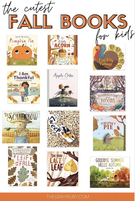 The Cutest Fall Books For Kids - Fall book shelf Fall Movies For Toddlers, Fall Books And Activities For Preschool, Fall Books Preschoolers, Fall Books For Toddlers, Fall Books For Kids, Books For Kids, Preschool Fall Books, Thanksgiving Books For Kids, Fall Book With Activity