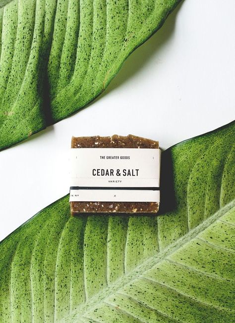 The Greater Goods // Cedar + Salt Soap . photography by Christine Han :: beautiful product photography Magdiel Lopez, Stary Papier, Soap Photography, Salt Soap, Design Brochure, Beauty Products Photography, Soap Packaging, Photo Styling, Commercial Photography