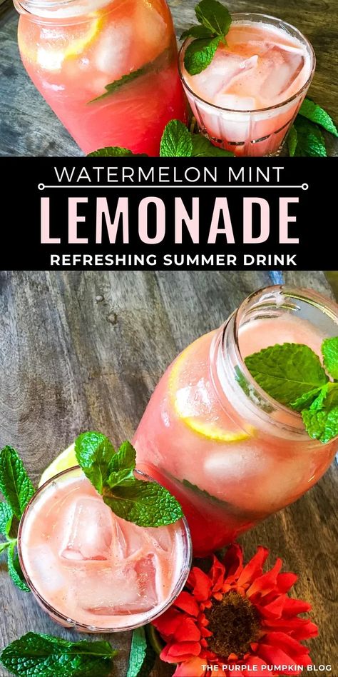 Let’s take classic lemonade to a whole new level with this tantalizingly refreshing Watermelon Mint Lemonade. It is super easy to make using watermelon, lemon juice, water, and mint simple syrup. And the really good news?! It can be easily transformed into an adult beverage using citrus vodka if desired. Summer refreshment just got way more interesting! Watermelon Mint Refresher, Canned Watermelon Juice, Ways To Use Watermelon, Watermelon Mint Juice Recipe, Watermelon And Mint Drink, Watermelon Mint Water, Watermelon Mint Drink, Mint Drink Recipe, Lemon Mint Juice