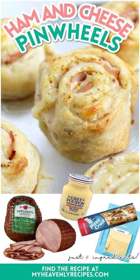 Canned Pizza Dough Recipes Ideas, Pilsbury Pizza Crust Ideas, Roll Ups Pinwheels, Puff Pastry Pinwheels Ham And Cheese, Ham And Cheese Pastry Pinwheels, Pinwheel Ham And Cheese, Ham And Swiss Pinwheels, Ham Rollups, Rollups Appetizers