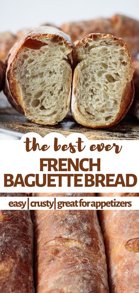 Looking for a no-fail baguette recipe? Try this easy baguette recipe to make an outstanding French baguette at home. #bread #baguette Best French Baguette Recipe, Sourdough Bread Baguette, Copycat Panera Baguette Recipe, Best Baguette Recipe, Panera French Baguette Recipe, How To Make Baguette Bread, Baggett Bread Recipe, Demi Baguette Recipe, Panera Baguette Recipe