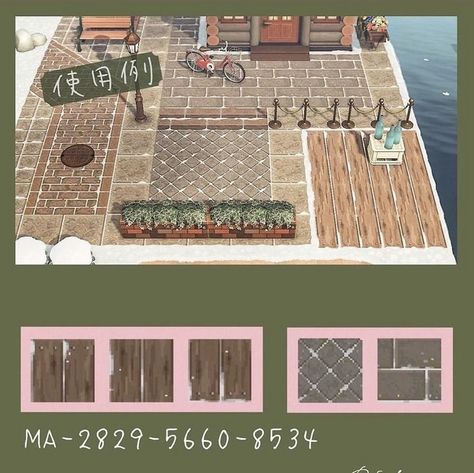 Acnh Stone Tile Code, Anch Paths, Acnh Autumn, Brick Paths, Wood Pathway, Acnh Winter, Acnh Halloween, Wood Path, Acnh Patterns