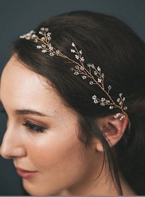 Romantic Wedding Hairstyles, Leaf Hair Accessories, Classic Romantic Wedding, Crown Wedding Hair, Crystal Bridal Headband, Bridal Hair Wreath, Leaf Headband, Bead Hair Accessories, Romantic Wedding Hair